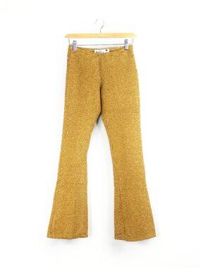 Vintage 90's TRIPP NYC Gold Ruched Y2K Slim Fit Flared Pants Trousers, Size M